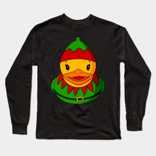 Christmas Elf Rubber Duck Long Sleeve T-Shirt